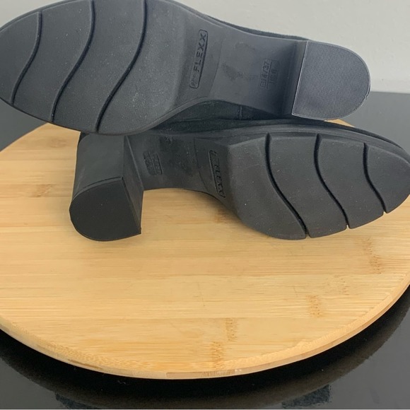 The Flexx - Strap Tease Waterproof Suede Block Heel Booties in Black Size US 6 - Picture 12 of 15